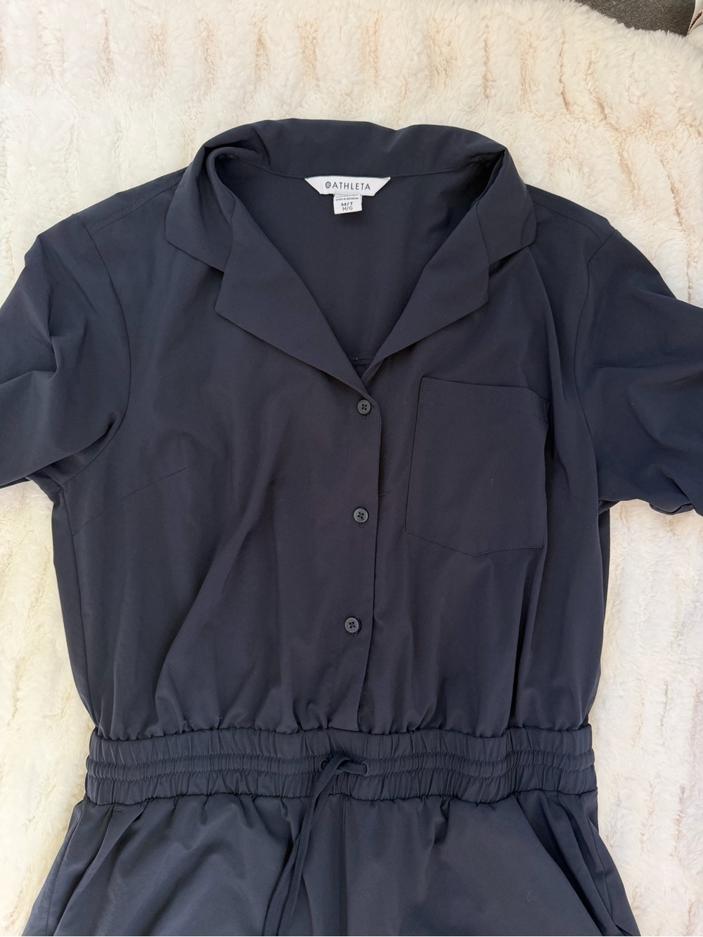 Athleta Avenue Lightweight Short Sleeve Romper in Navy Size MT - Picture 4 of 7